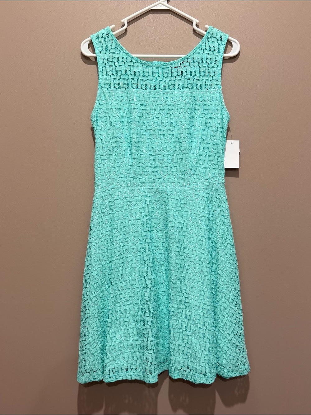 connected apparel Aqua Lace Sleeveless Fit-and-Flare Dress